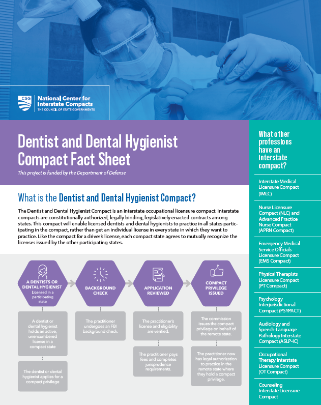 Dentist and Dental Hygienist Compact National Center for Interstate